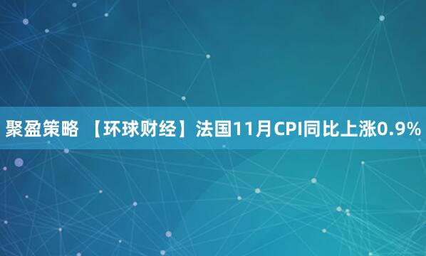 聚盈策略 【环球财经】法国11月CPI同比上涨0.9%