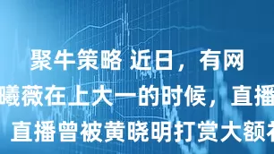 聚牛策略 近日，有网友扒出田曦薇在上大一的时候，直播曾被黄晓明打赏大额礼物，并